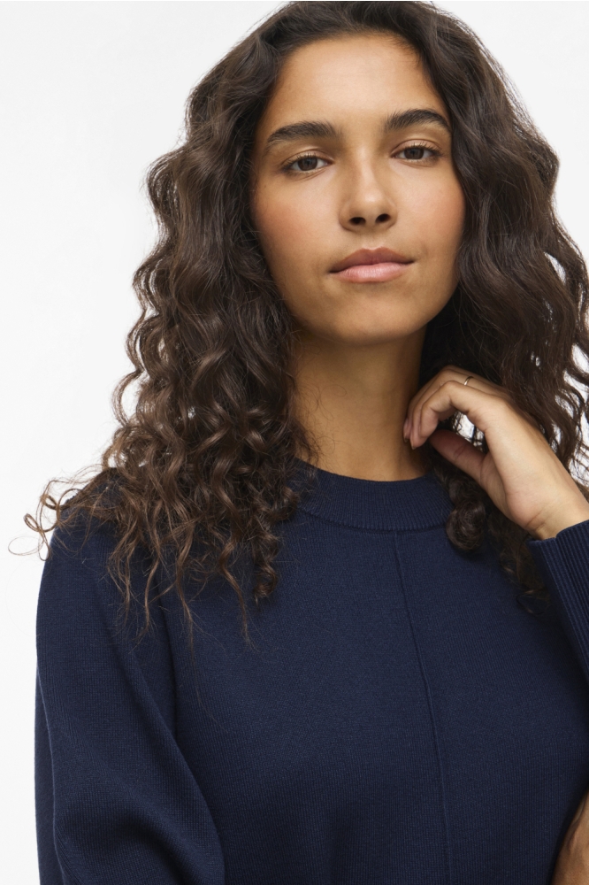 Vila blauwe dames trui | Close up
