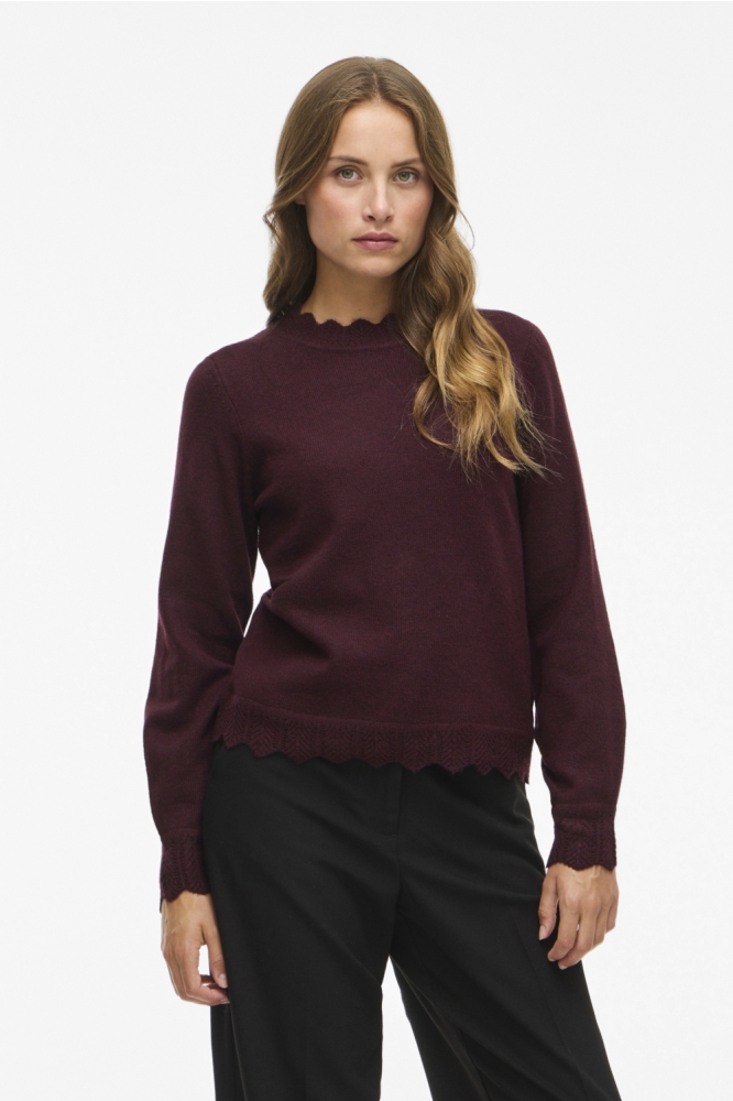Vila bordeaux dames trui | Model vooraanzicht