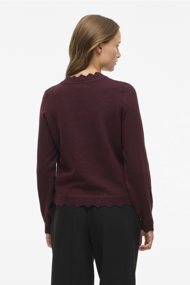 Vila bordeaux dames trui | Model achteraanzicht