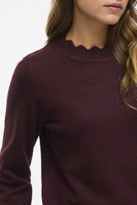 Vila bordeaux dames trui | Close up