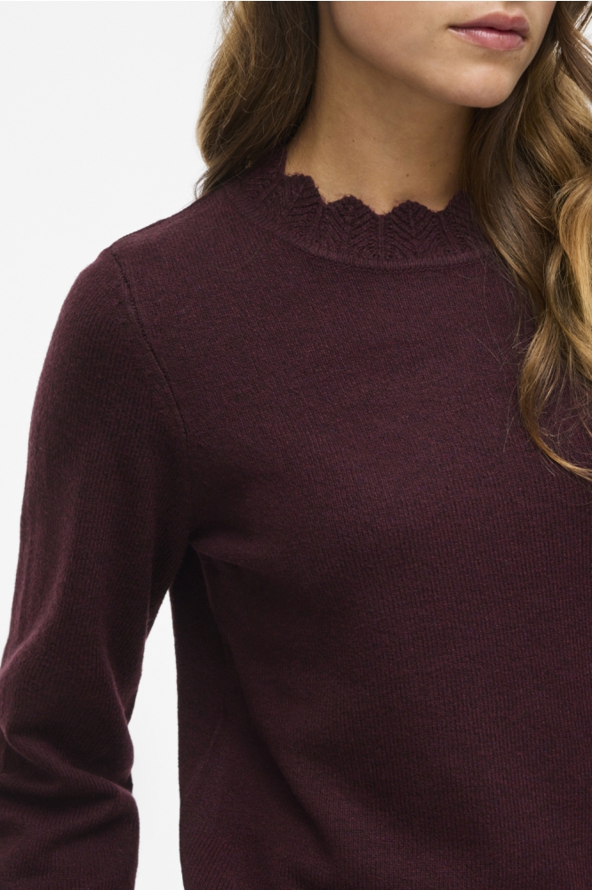 Vila bordeaux dames trui | Close up