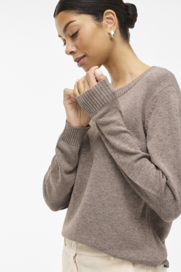 Vila Trui VIRIL O-NECK L/S KNIT TOP - NOOS 14054177 FALCON/MELANGE