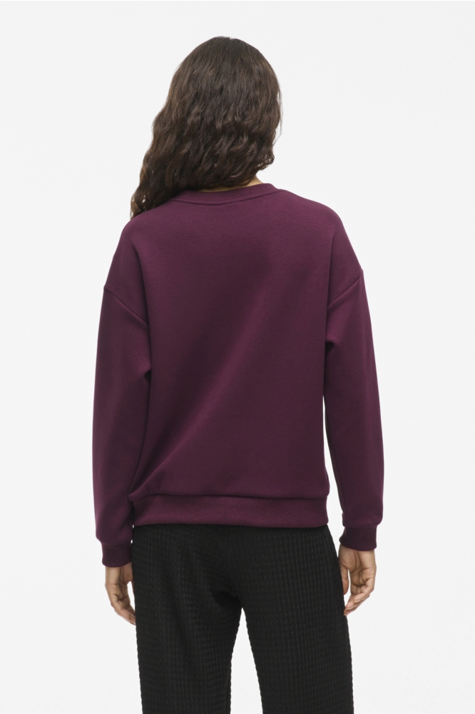 Vila bordeaux dames sweater | Model achteraanzicht