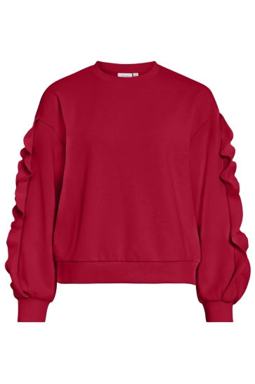 Vila Trui VIMENTINA FLOUNCE O-NECK L/S TOP 14111068 JESTER RED