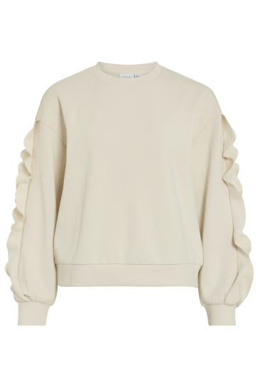 Vila Trui VIMENTINA FLOUNCE O-NECK L/S TOP 14111068 BIRCH