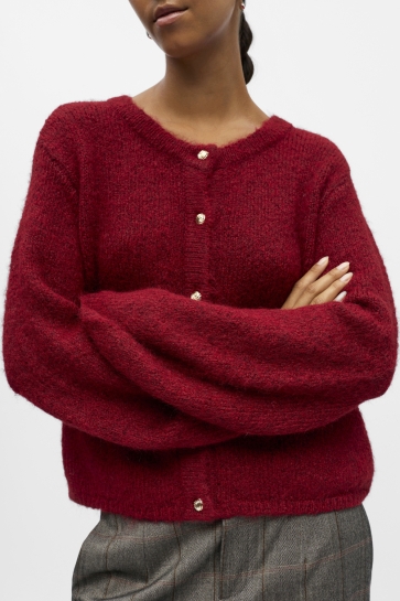 Object OBJSAGGIA RE L/S KNIT CARDIGAN NOOS 23046886 KARANDA RED/MELANGE