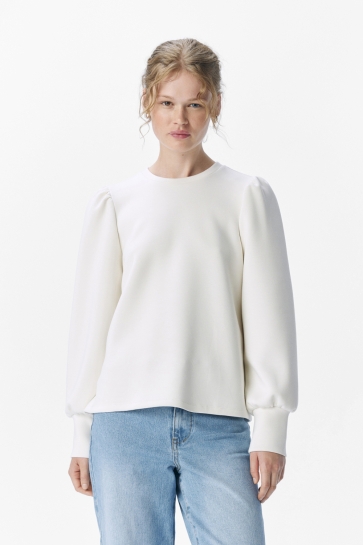 Object Trui OBJANDREA RE L/S O-NECK TOP NOOS 23047103 WHITE SAND