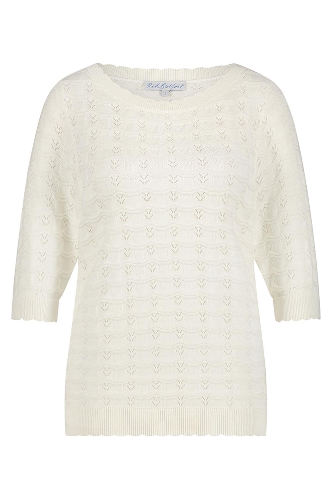 Red Button witte dames t-shirt | Vooraanzicht