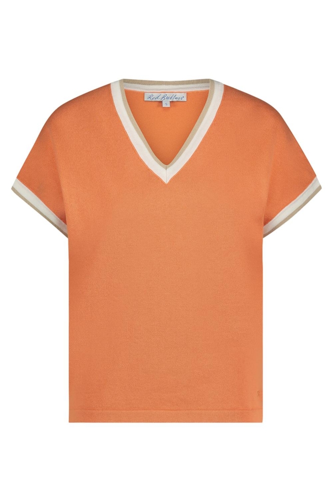 Red Button oranje dames t-shirt | Vooraanzicht