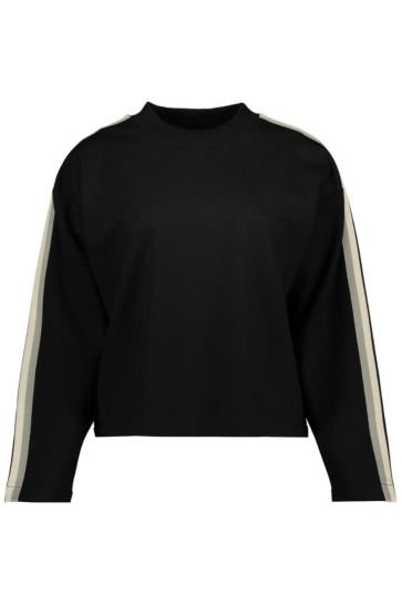 Garcia Trui SWEATER MET ACCENTSTREEP GE50001 60 BLACK