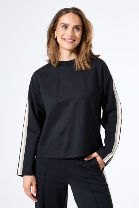 Garcia zwarte dames sweater | Model vooraanzicht