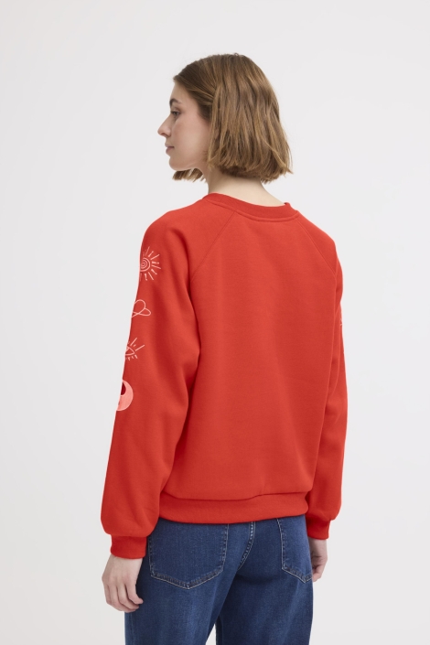Ichi rode dames sweater | Model achteraanzicht