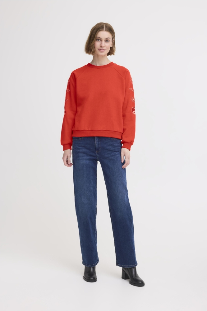 Ichi rode dames sweater | Model