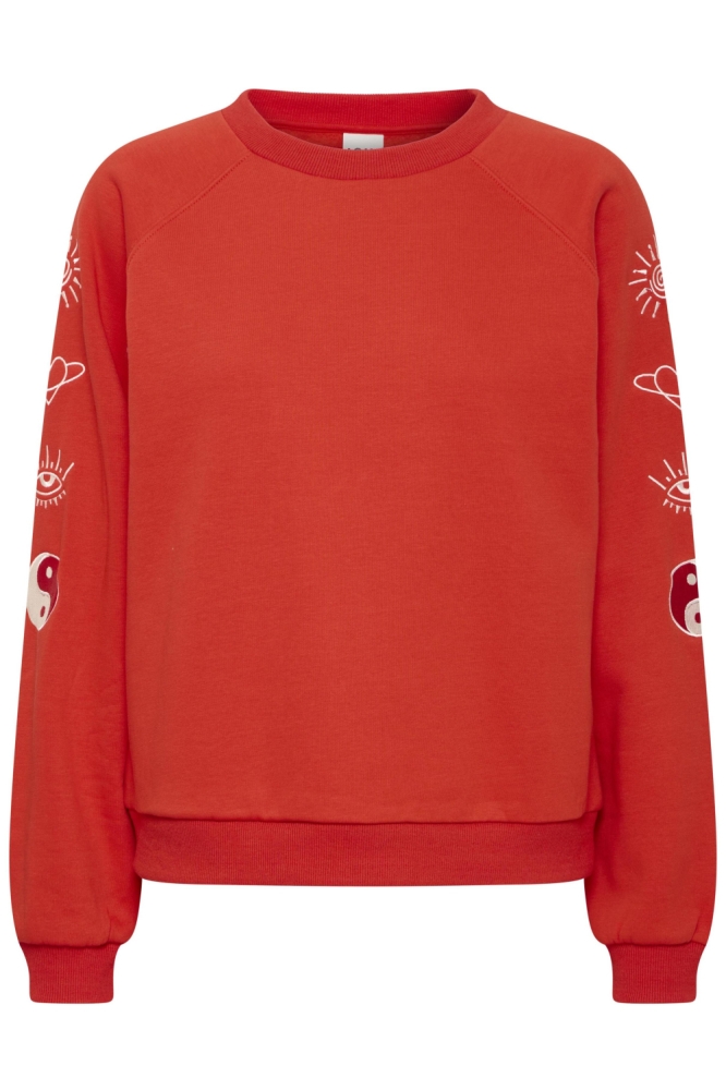 Ichi rode dames sweater | Vooraanzicht