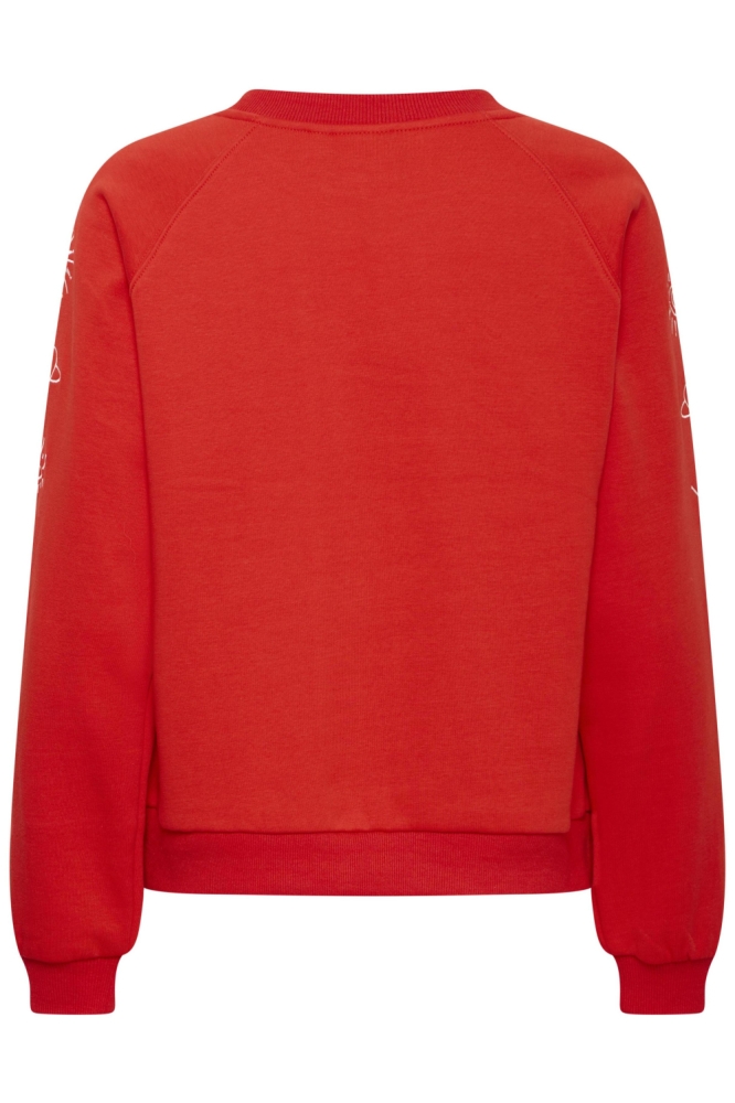 Ichi rode dames sweater | Achteraanzicht