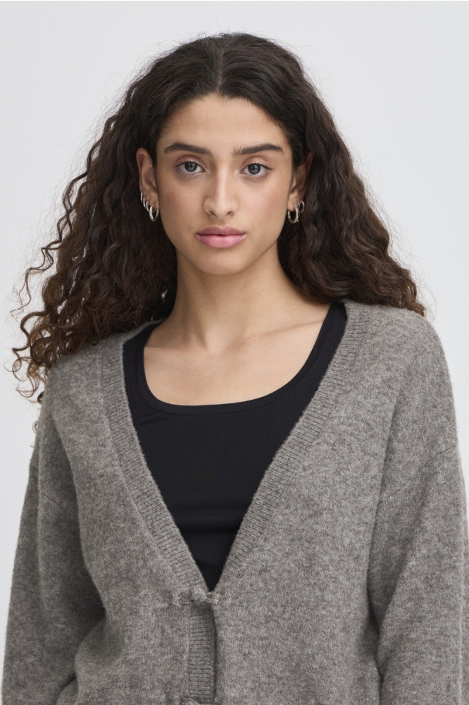 Ichi grijze dames vest | Close up