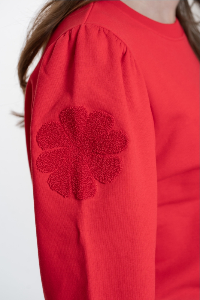 Geisha rode dames sweater | Close up