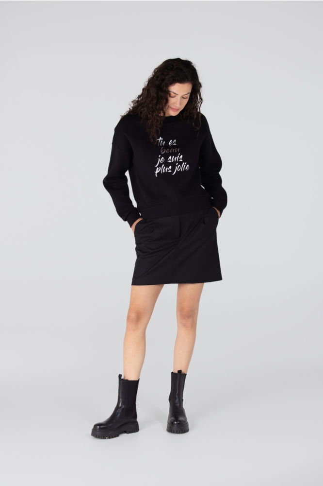 Juffrouw Jansen zwarte dames sweater | Model