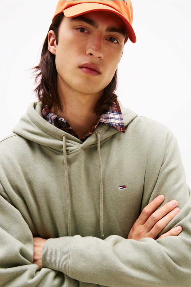 Tommy Jeans groene heren sweater | Close up