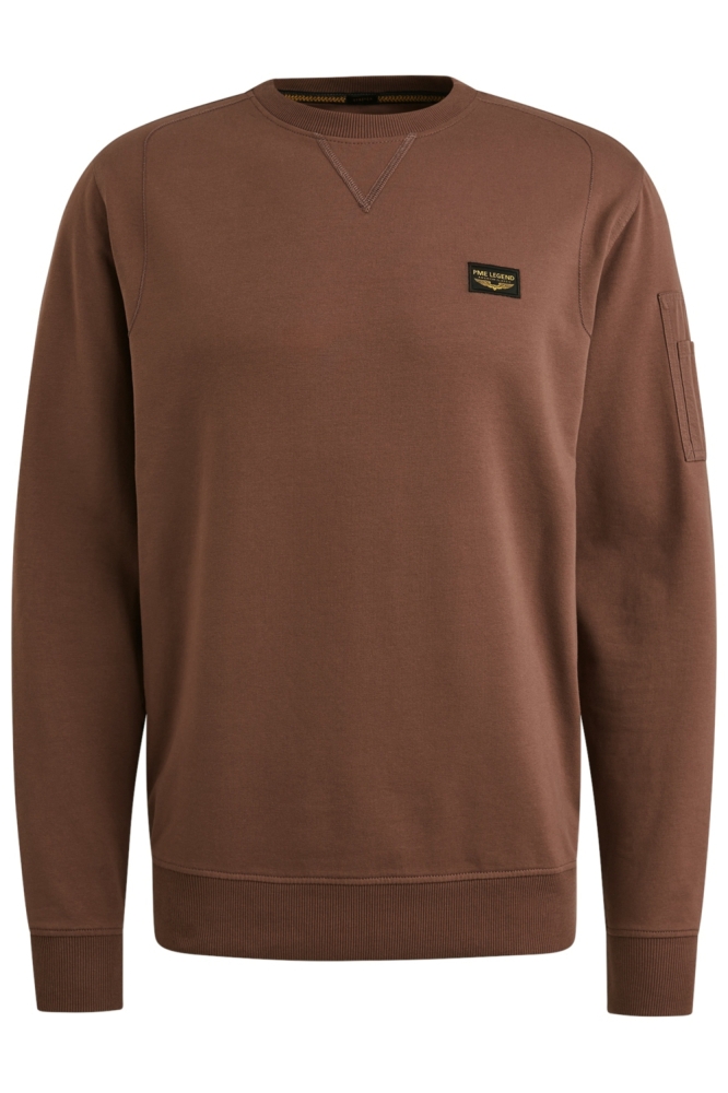 PME legend bruine heren sweater | Vooraanzicht