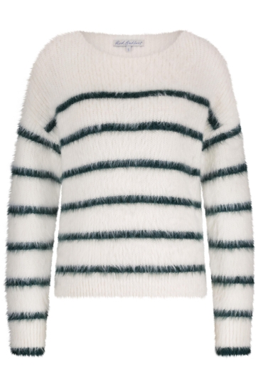 Red Button Trui FUZZY SWEATER AND STRIPE SRB4616 ECRU/PINE