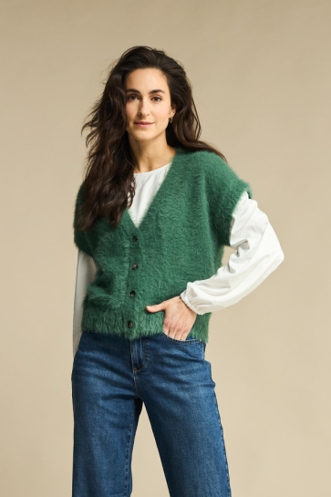 Red Button SLEEVELESS FUZZY SRB4672 PINE