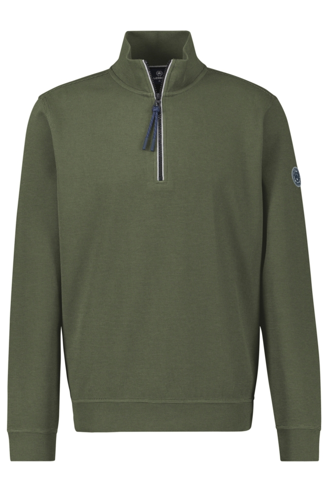 Lerros groene heren sweater | Vooraanzicht