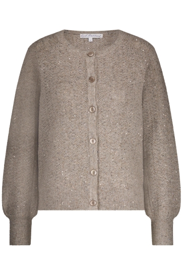 Red Button Vest CARDIGAN AJOUR SPARKLE SRB4605 418 Truffle