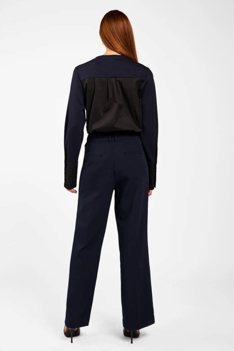 Aaiko blauwe dames sweater | Model achteraanzicht