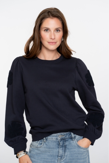Geisha Trui TRUI MET GEBORDUURDE BLOEMENDETAILS 52582 21 NAVY