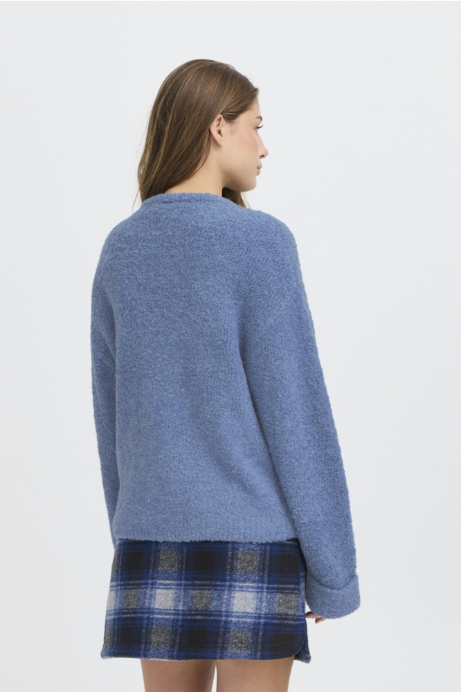 Ichi blauwe dames trui | Model zijaanzicht