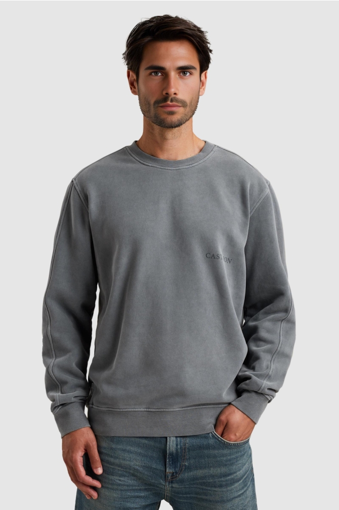Cast Iron blauwe heren sweater | Model vooraanzicht
