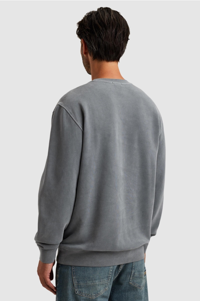 Cast Iron blauwe heren sweater | Model achteraanzicht