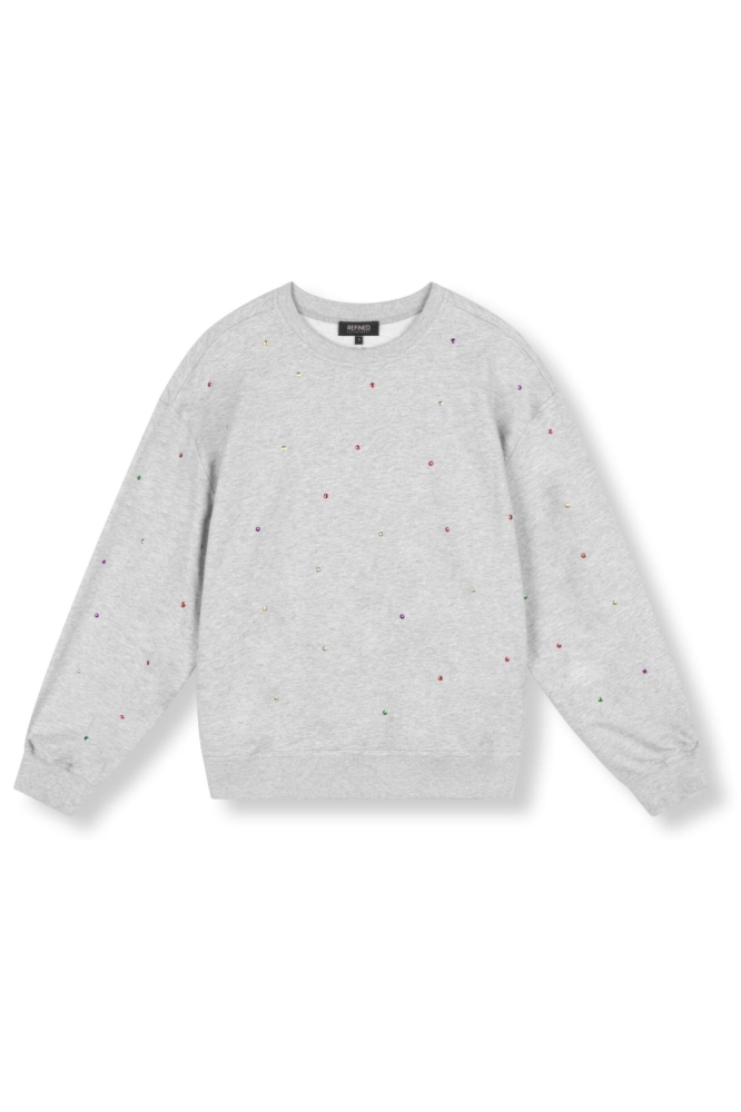 Refined Department grijze dames sweater | Vooraanzicht