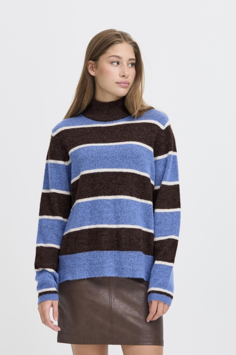 Ichi bruine dames trui | Model vooraanzicht