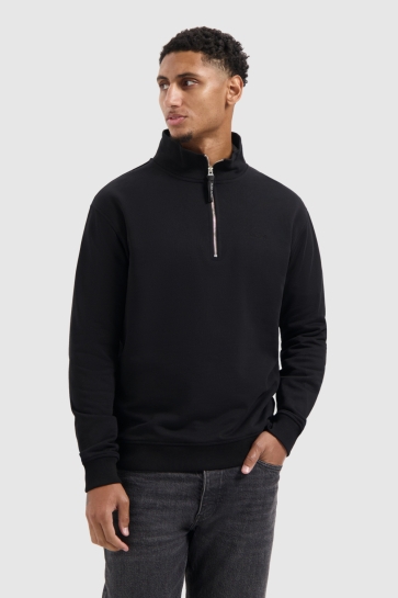 Pure Path Trui HALF ZIP SWEATER 25030311 02 BLACK