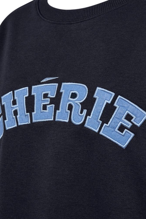 Freequent blauwe dames sweater | Close up