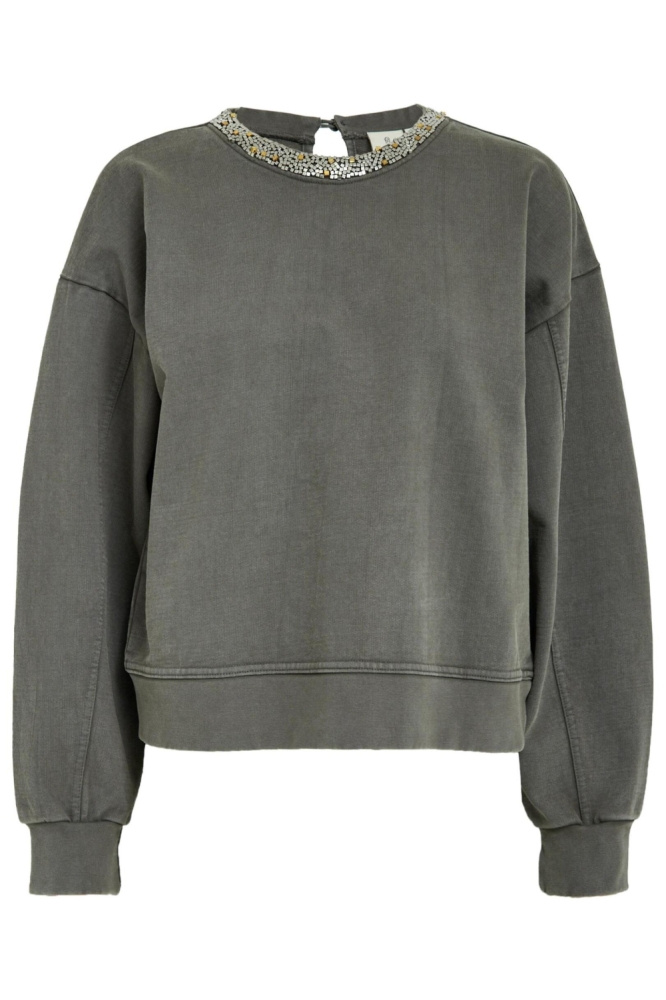 Peppercorn grijze dames sweater | Vooraanzicht