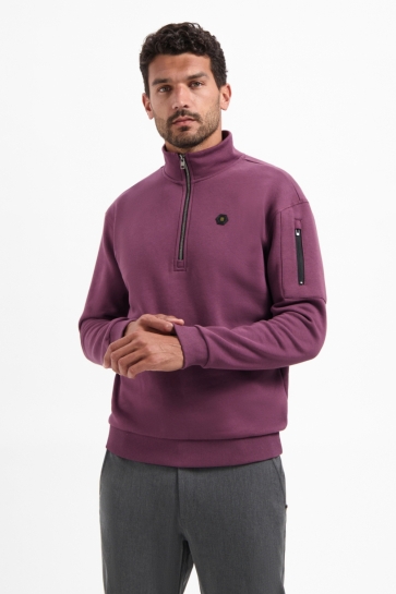 NO-EXCESS Trui HALF ZIP SWEATER 29130851 164 DARK WINE
