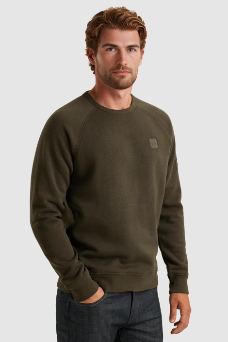 PME legend groene heren sweater | Model vooraanzicht