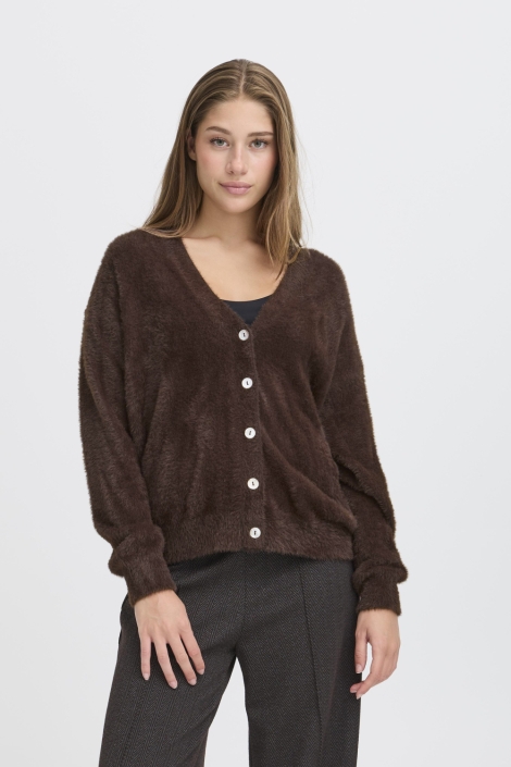 Ichi bruine dames vest | Model vooraanzicht