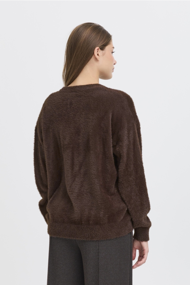 Ichi bruine dames vest | Model achteraanzicht