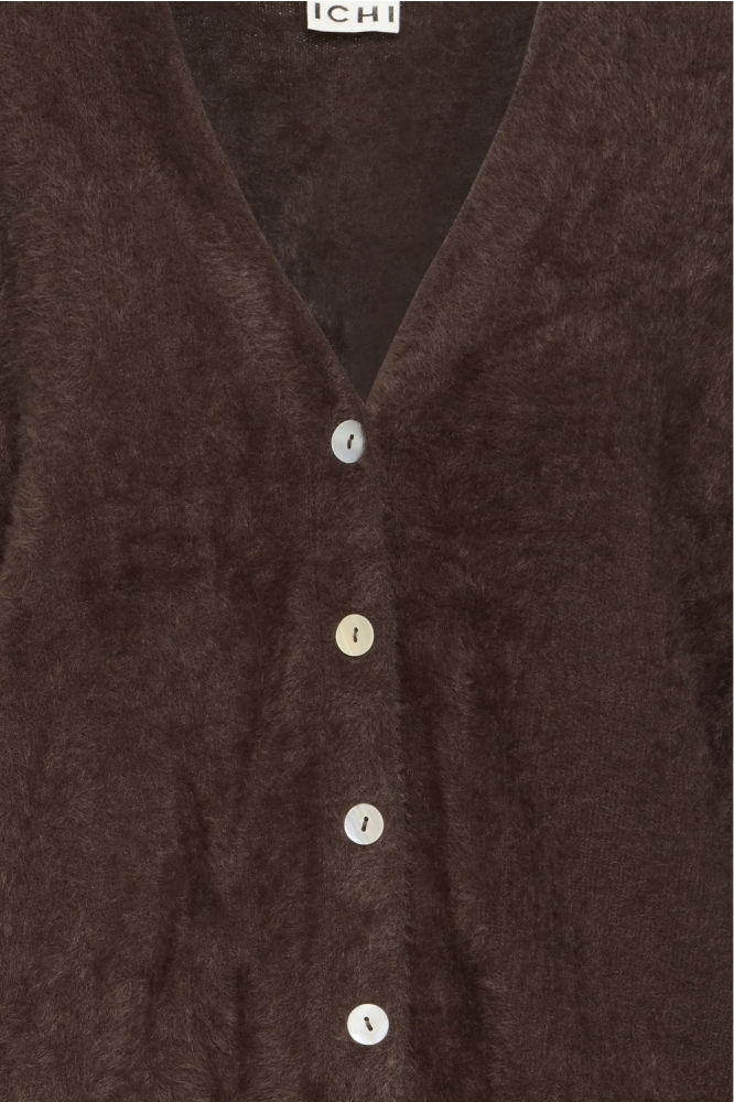 Ichi bruine dames vest | Close up