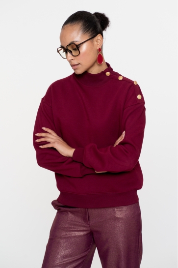 Geisha TRUI MET GOUDEN BUTTONS 52600 41 BURGUNDY