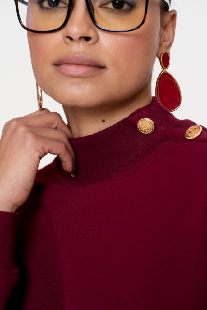 Geisha bordeaux dames sweater | Kleurstaal