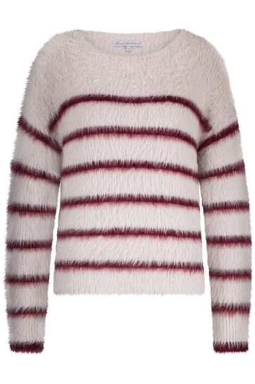 Red Button Trui FUZZY SWEATER AND STRIPE SRB4616 CREAM/RUBY