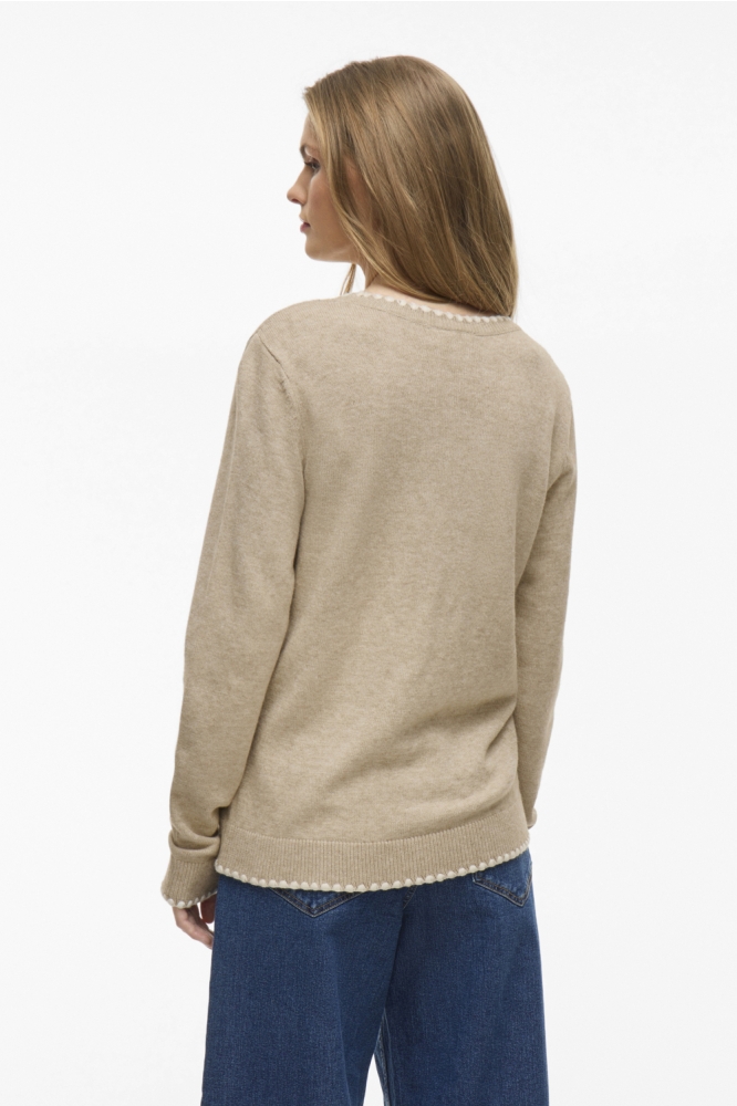 Vila beige dames trui | Model achteraanzicht