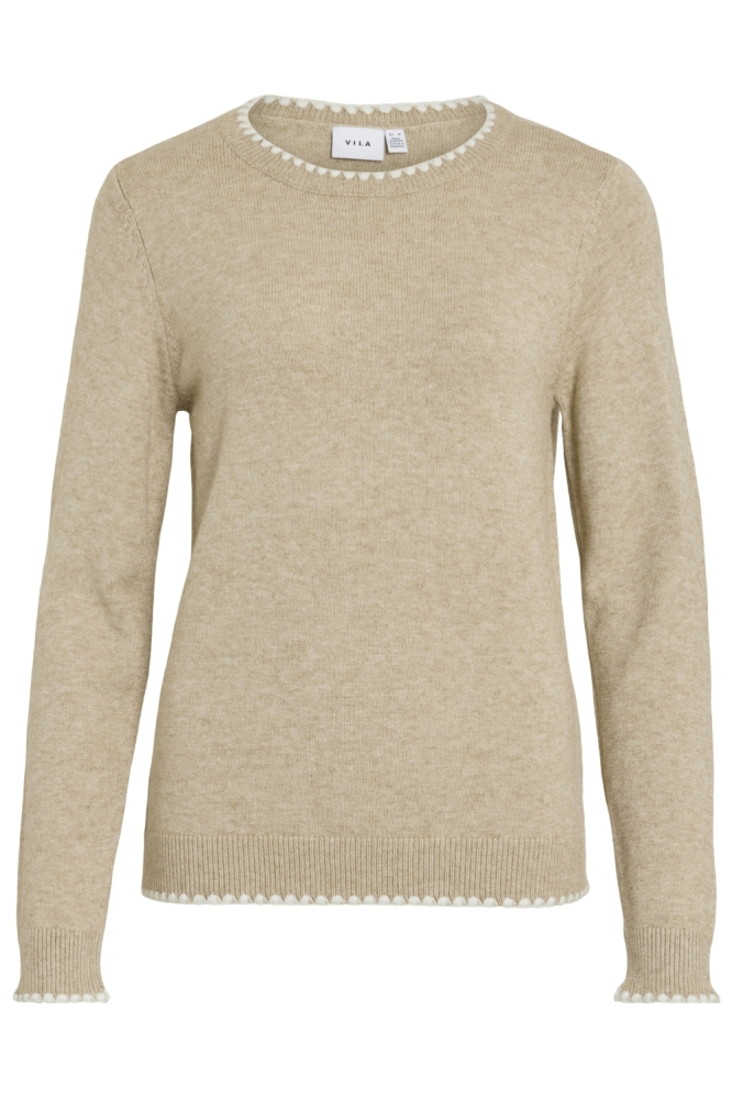 Vila beige dames trui | Vooraanzicht
