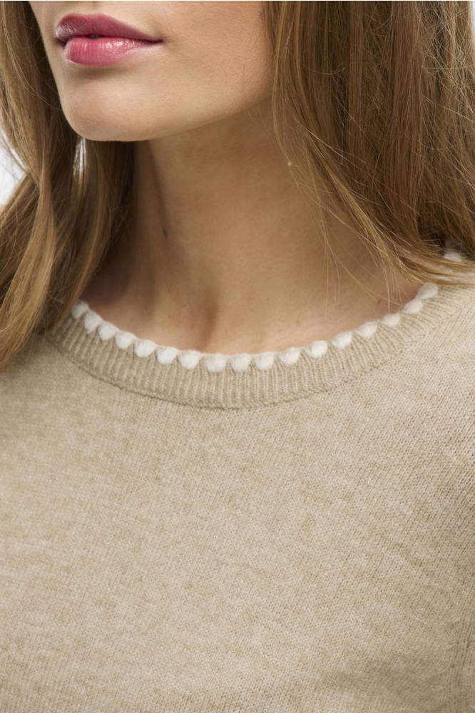Vila beige dames trui | Close up
