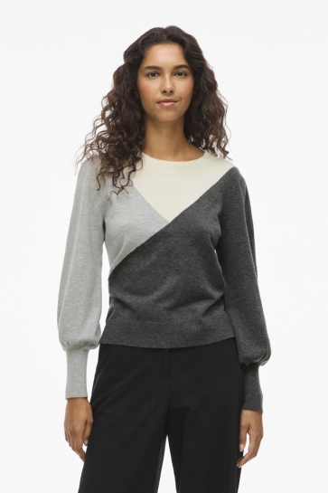 Vila VIKERRY O-NECK L/S KNIT TOP - NOOS 14106477 Dark Grey Melange